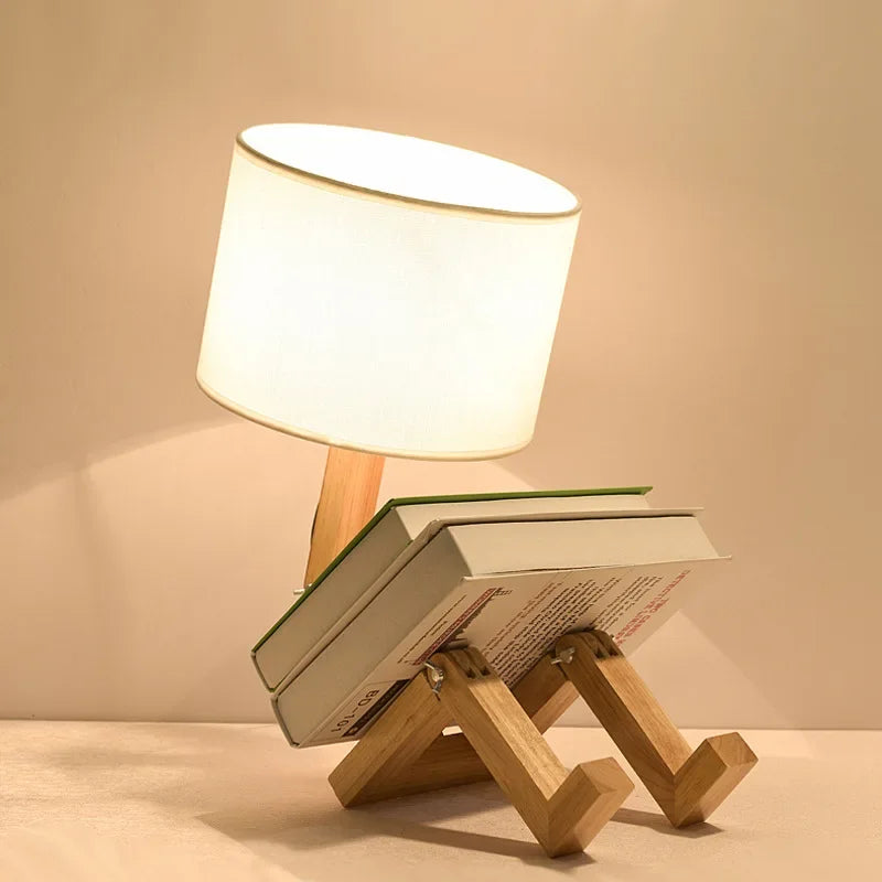 Wooden Table Lamp with Book Holder - RutanFlex | Bowlift
