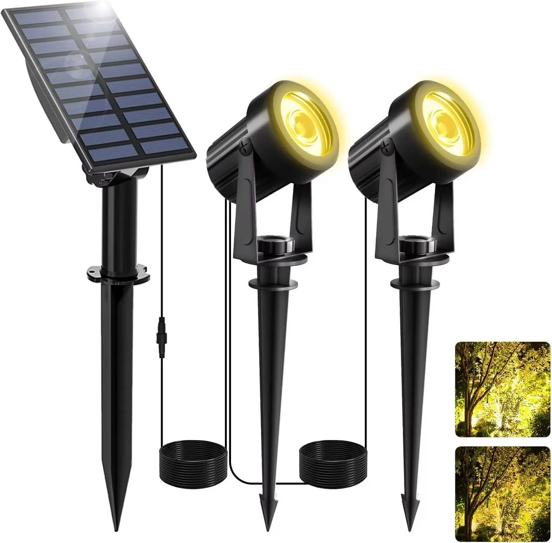 BowLift | Solar Garden Spotlight LumiGlow DuoColor | 3000K/6000K Warm & Cool White | IP65 Waterproof | Automatic Dusk Sensor