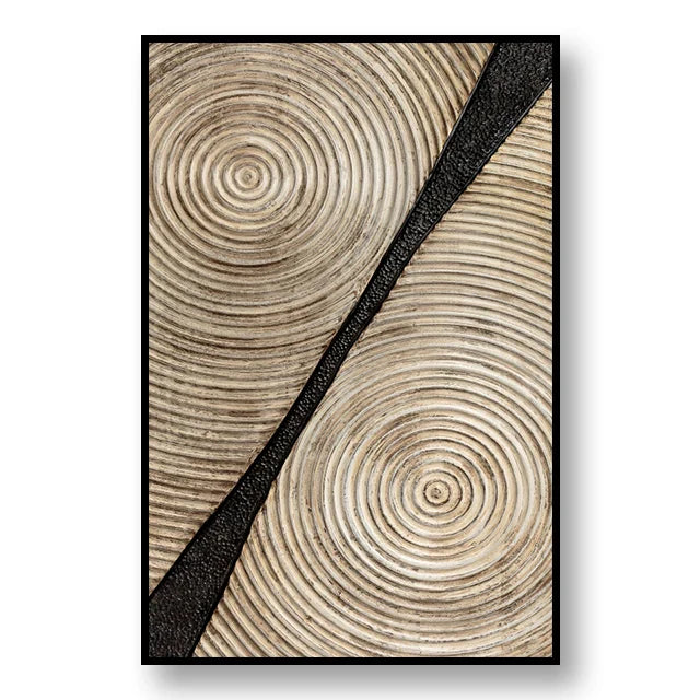 Abstract Black Golden Tree Rings Wall Art Fine Art Canvas Prints Light Luxury Pictures For Living Room Foyer Entranceway Reception Room Art Decor | Bowlift