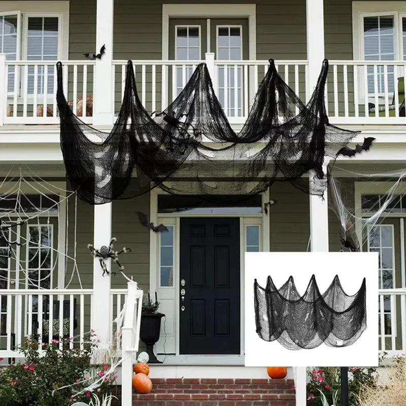 BowLift | Hanging decoration made of black gauze for Halloween — perfect for walls, fireplace, and doors