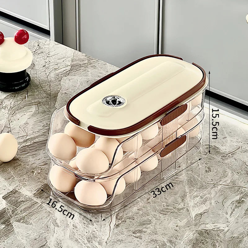 BowLift | RollEgg Max | Automatic Egg Holder for the Refrigerator | Stackable Egg Organizer Made of Clear Plastic