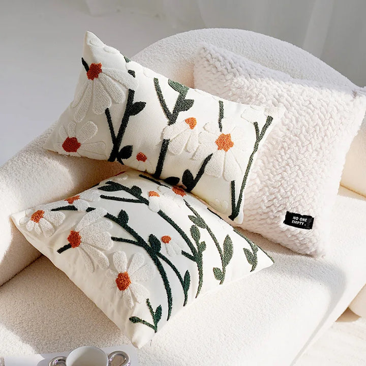 Blue & White Bunny & Flower Cushion Cover | Bowlift