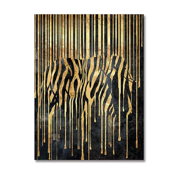 Modern Abstract Golden Zebra Lines Lion Elephant Tiger Wall Art Fine Art Canvas Prints Pictures For Luxury Apartment Living Room Dining Room Art Decor | Bowlift
