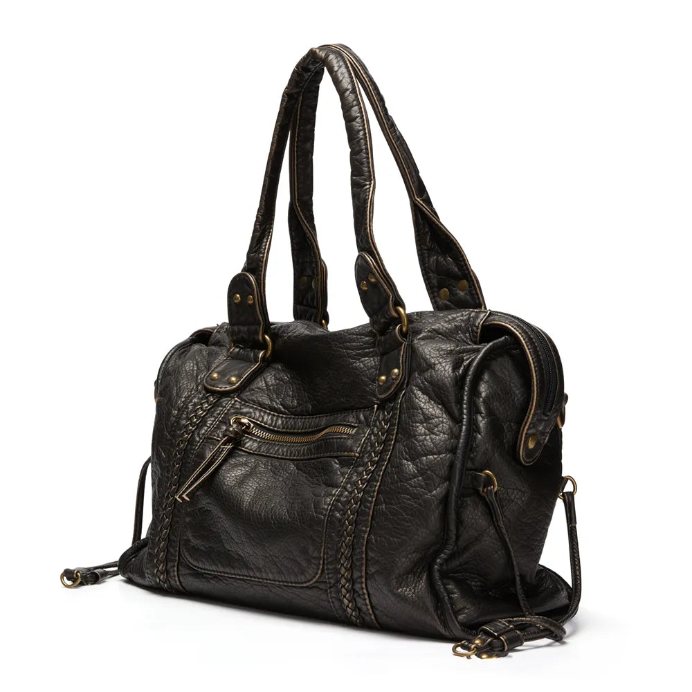 NoirClass - Elegant Black Leather Handbag Bowlift