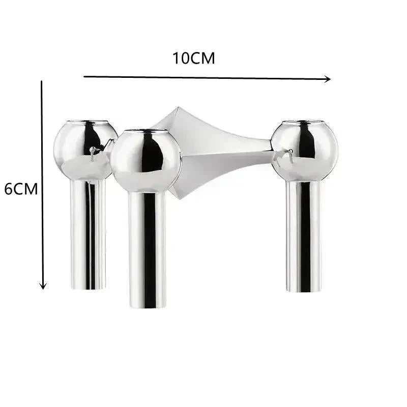 BowLift | Modern Molecular Metal Candle Holder – Nordic-Style Silver Candle Stand for Elegant Home Decor