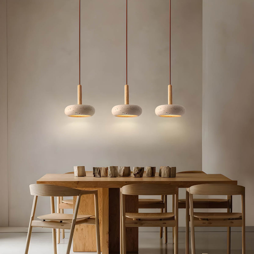 BowLift | GlowStone Ceiling Lamp - Natural Travertine LED Pendant Light
