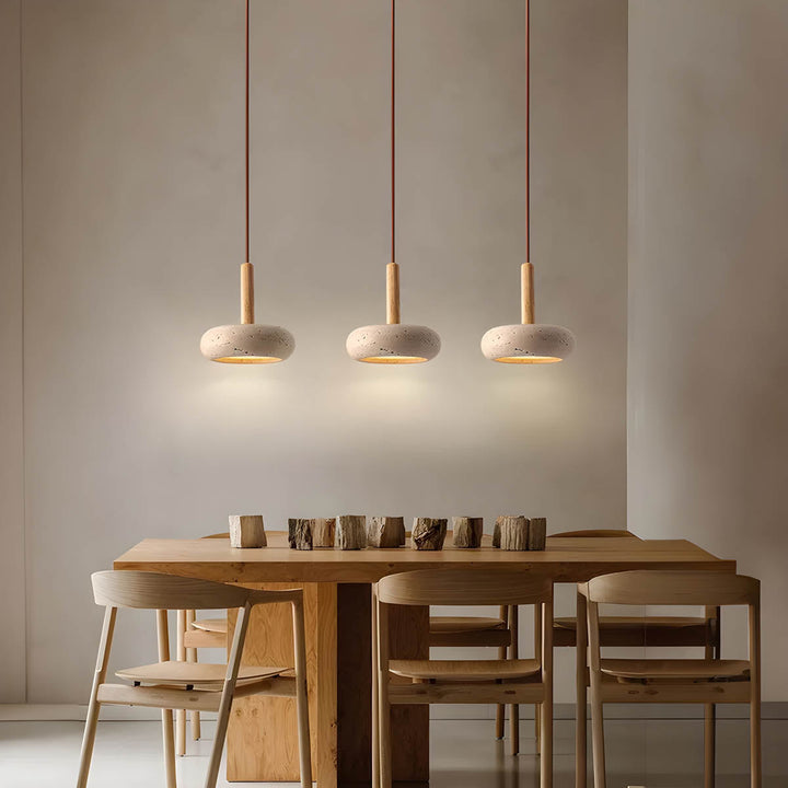 BowLift | GlowStone Ceiling Lamp - Natural Travertine LED Pendant Light
