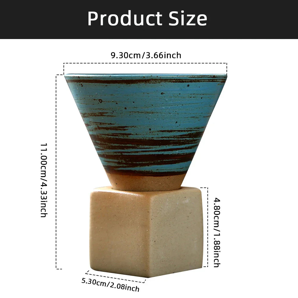 BowLift | Japanese coffee cup with saucer, 1 piece, retro ceramic tea cup, mug, latte, espresso, pull0, flower cappuccino, new ceramic cup, 100 ml/3.5 oz