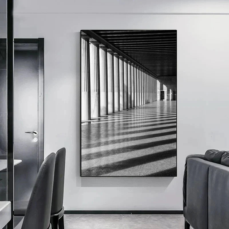 Minimalist Abstract Architectural Wall Art Fine Art Canvas Prints Posters Pictures For Modern Apartment Living Room Home Office Decor | Bowlift