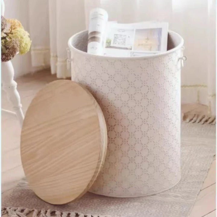 BowLift | French Side Table Made of Iron with Storage Bin Space-Saving Design