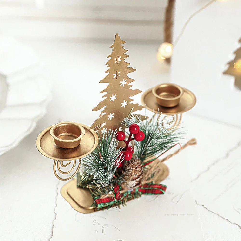BowLift | Candle Holder LumiNoel | Golden Christmas Candle Holder Made of Iron | Snowflake, Star, Tree & Reindeer | Table Decoration for Christmas & New Year