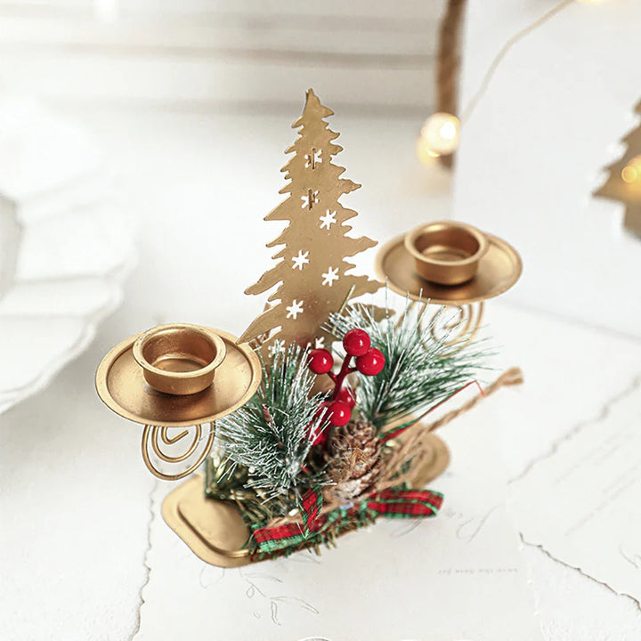 BowLift | Candle Holder LumiNoel | Golden Christmas Candle Holder Made of Iron | Snowflake, Star, Tree & Reindeer | Table Decoration for Christmas & New Year