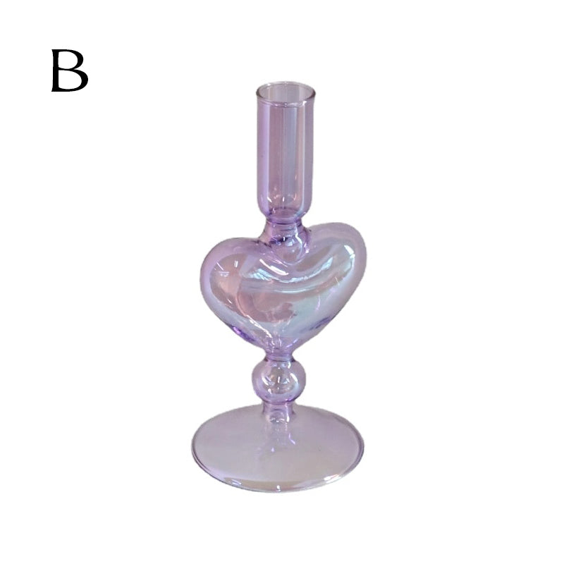 Ribbed Glass Candle Holders - Lilac | Bowlift