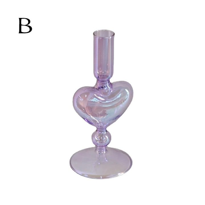 Ribbed Glass Candle Holders - Lilac | Bowlift