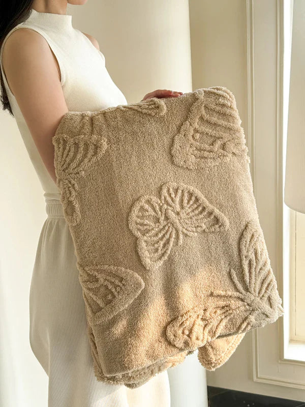 BowLift | Fleurière Flannel Blanket | 3D Butterfly Design | Soft & Warming | For Bed, Sofa & Camping