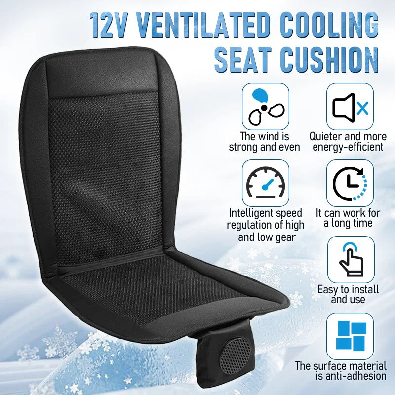 DC 12V 3D Car Seat Cooling Cushion | 8-Fan Ventilated Summer Air Seat for Fast Cooling | Bowlift