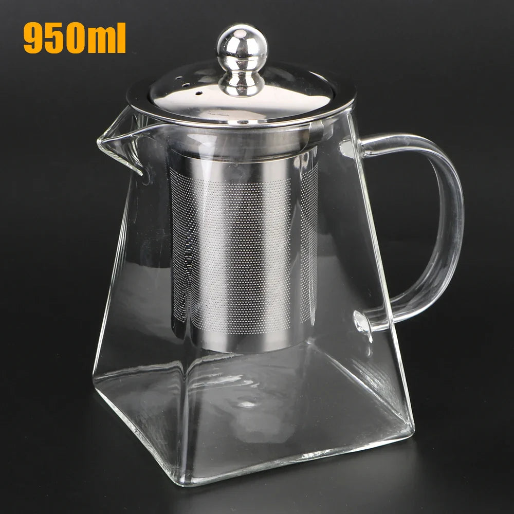 BowLift | Teavora Glass Teapot with Stainless Steel Infuser | Heat Resistant & Dishwasher Safe | For Loose Tea & Tea Flowers | 550/750/950 ml