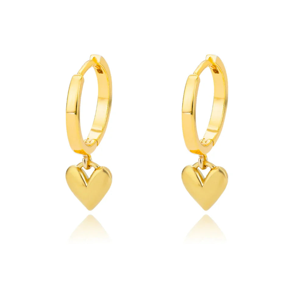BowLift | Dainty Heart Dangle Huggie Hoop Earrings