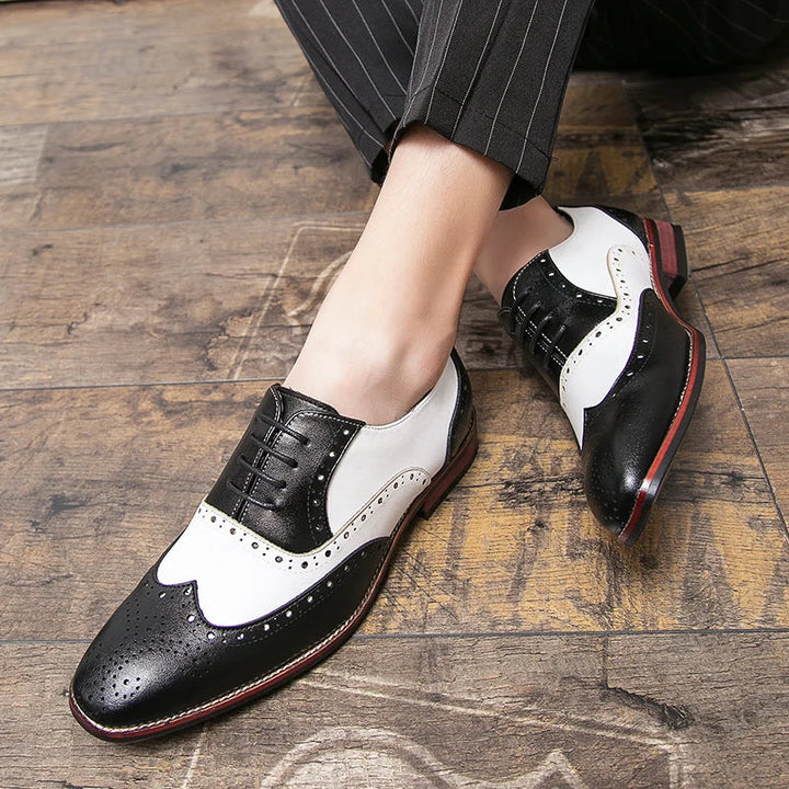 BowLift | Men's Luxury Shoes Brogue Lace-up Casual British Style Contrast Color Oxford Office