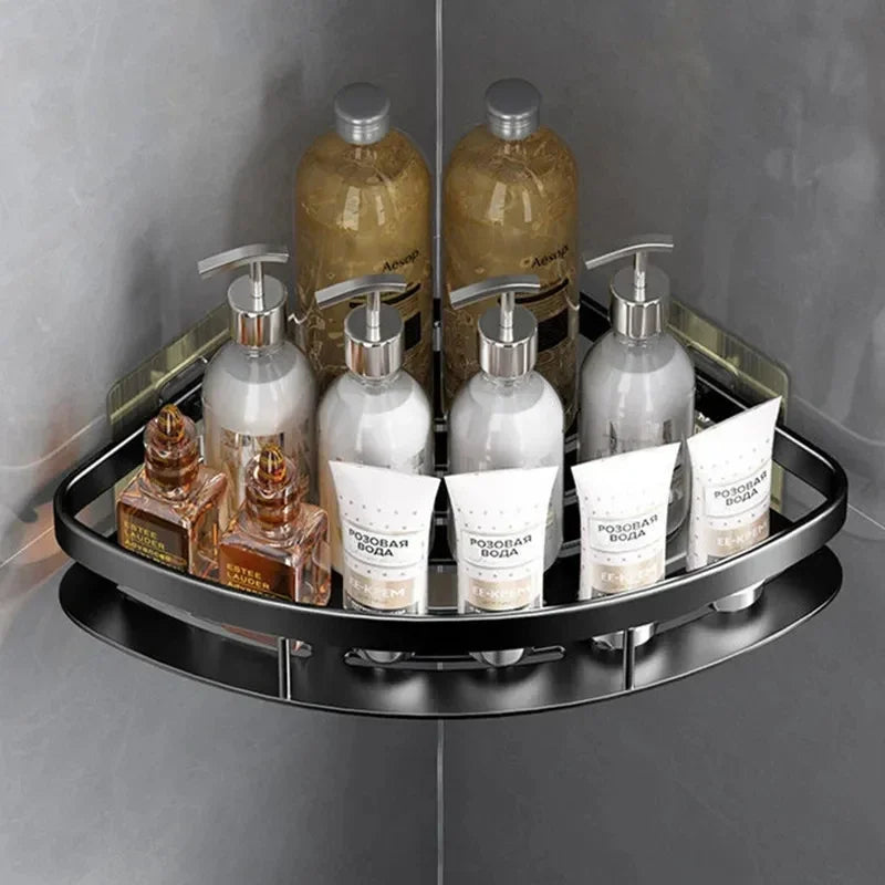 BowLift | Corner Holder Aluminum Wall Shelf – Space-saving Bathroom Organizer بدون Drilling