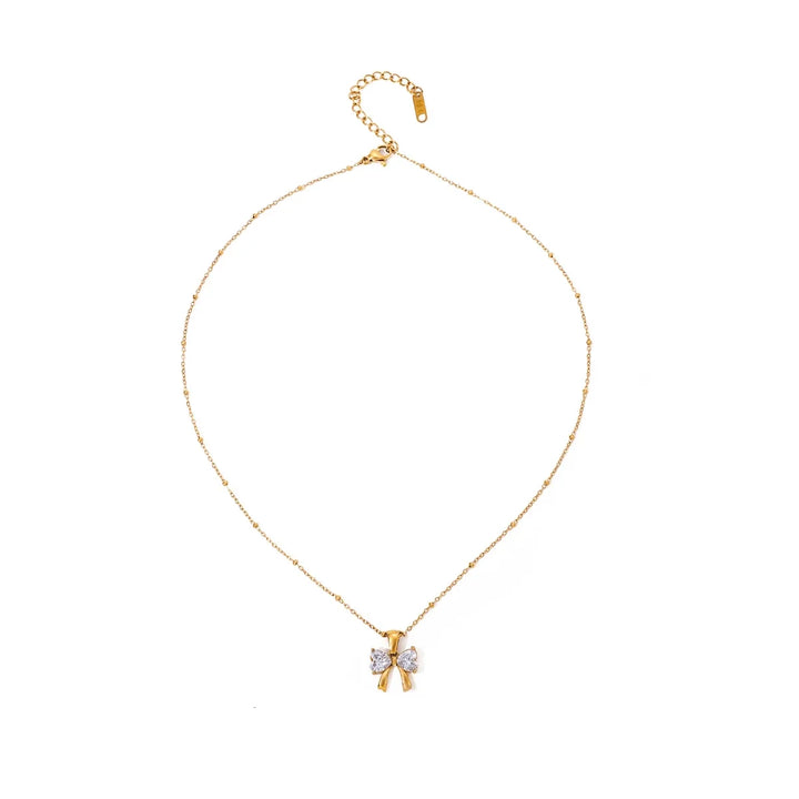 BowLift | Dainty Feminine Diamond Bow Necklace