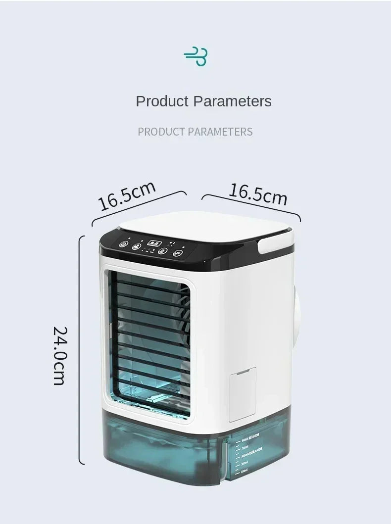 Portable Desktop Air Conditioner Fan – Dual Spray Ultrasonic Humidifier, 3-Speed Silent Air Cooler with Night Light for Home | Bowlift