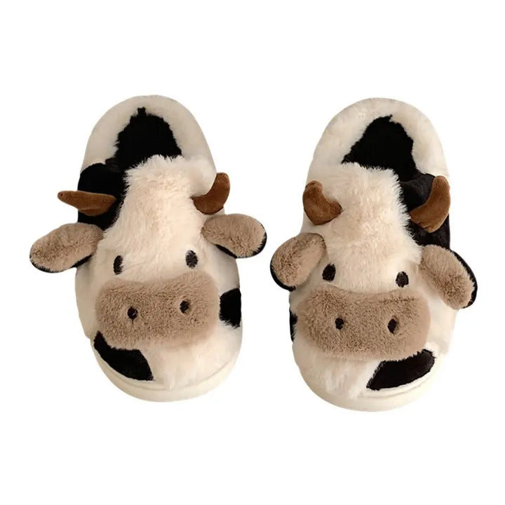 Funny Cow Slippers for Men and Women – Fluffy Winter Slippers, Cozy and Warm, Non-Slip and Soft for Home | Bowlift
