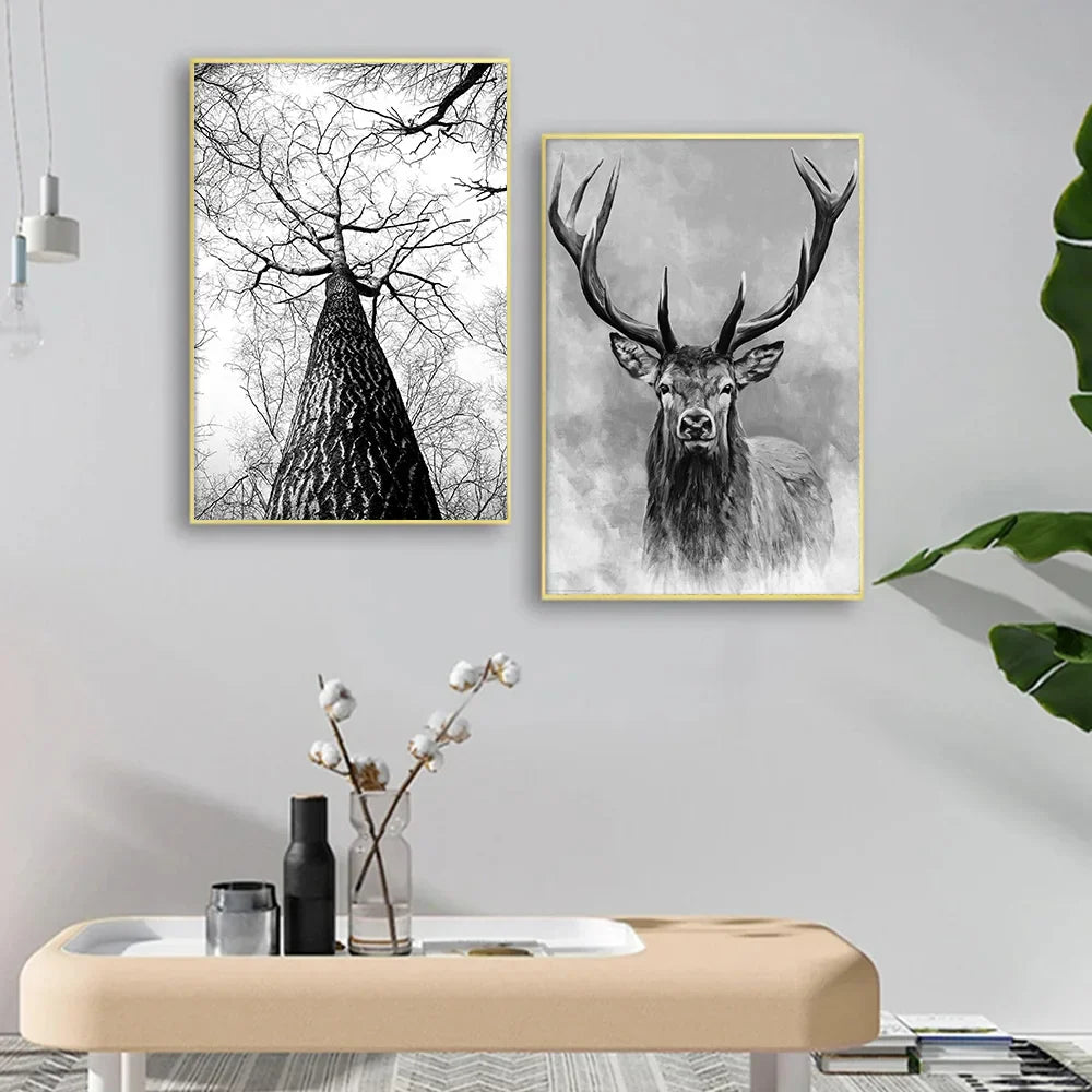 Northern Wilderness Eagle Deer Landscape Wall Art Fine Art Canvas Prints Pictures For Living Room Dining Room Nordic Home Decor | Bowlift