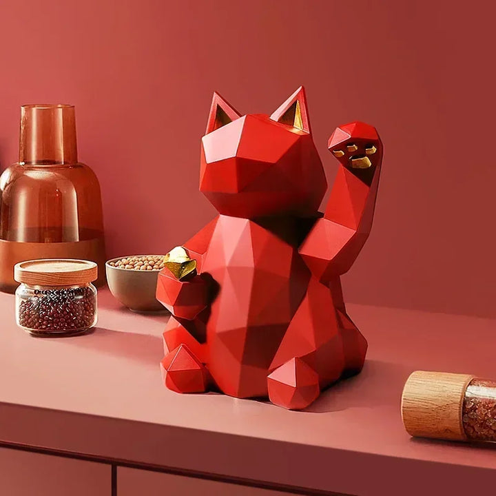 Nordic Minimalism Geometry Lucky Cat Statues | Bowlift