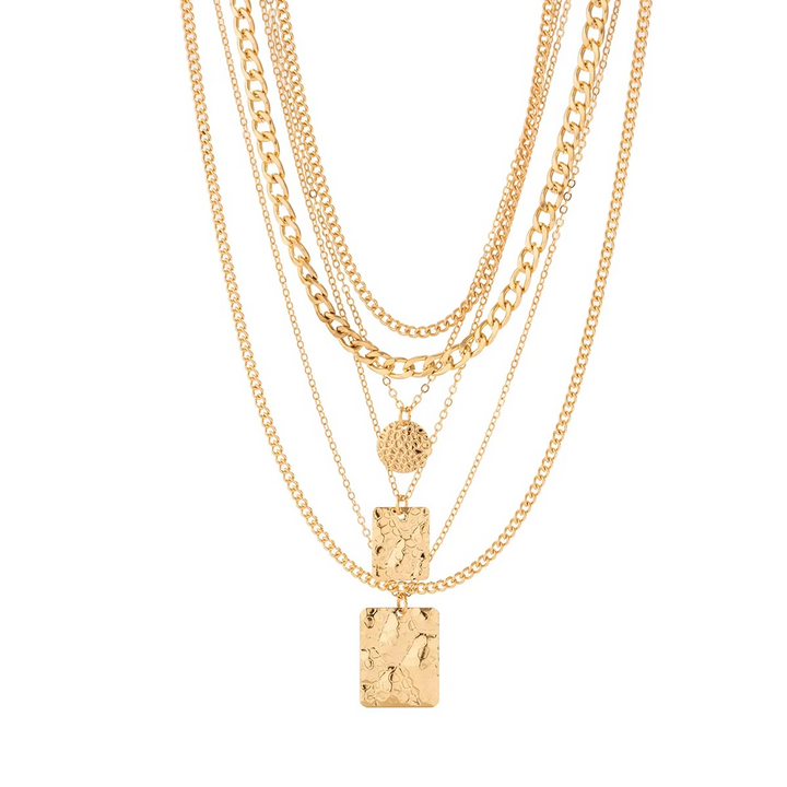 BowLift | 6-Piece Gold-Tone Vintage Coin & Square Tag Choker Set