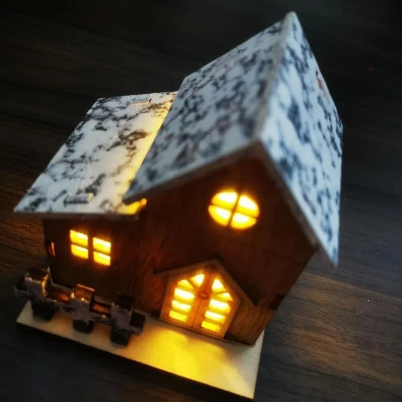 BowLift | Lunawood | LED Wooden House | Glowing Mini Christmas House | Handmade Wooden Decoration | Warm White Light for Christmas & New Year