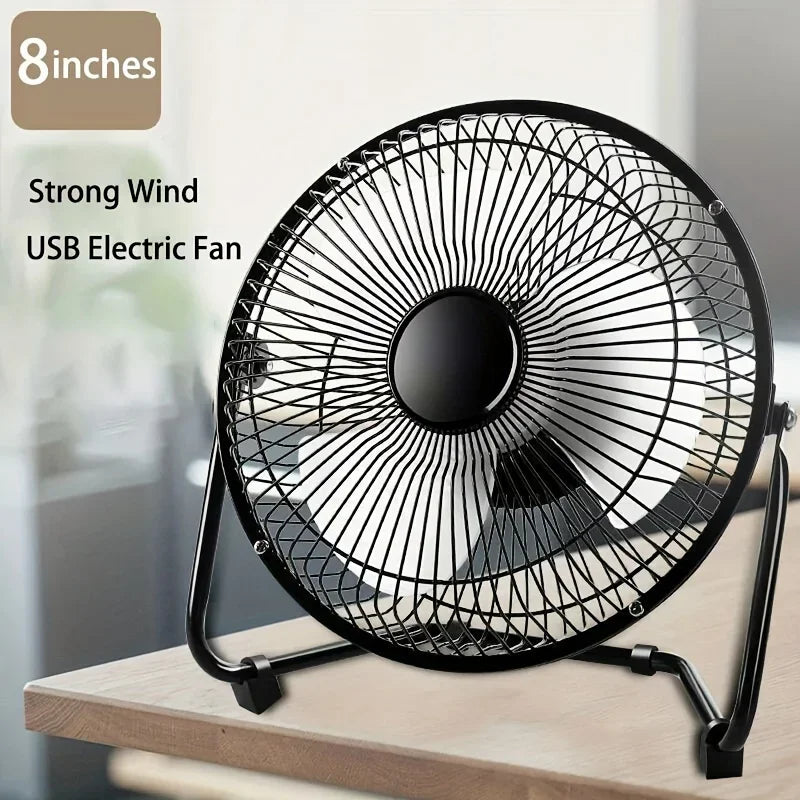 4/6/8 Inch Desktop Portable USB Electric Fan – 2-Speed Adjustable Mini Desk Fan with 4 Blades & 360° Rotation for Strong Airflow | Bowlift