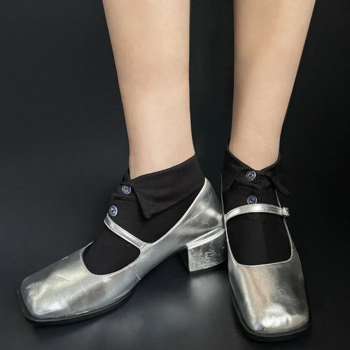 BowLift | Soft Grip Button Ankle Socks