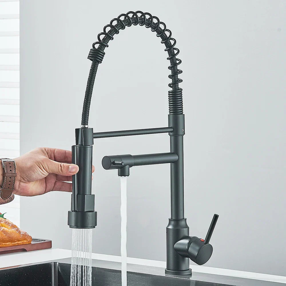 HydroFlex – Modern Kitchen Faucet with Double Spout Bowlift