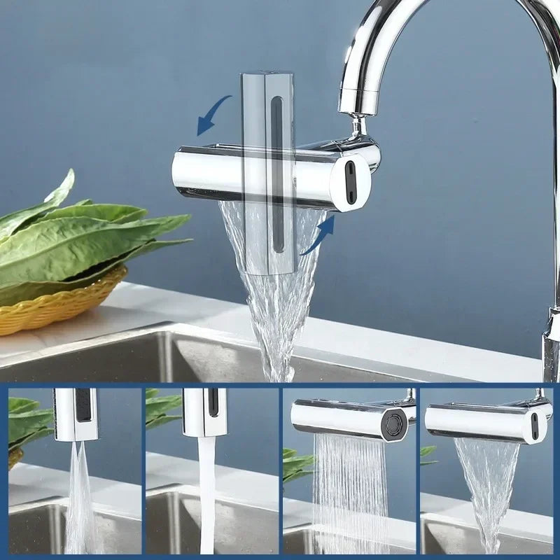 BowLift | RainFlow kitchen faucet - Chrome sink faucet with 4 water settings