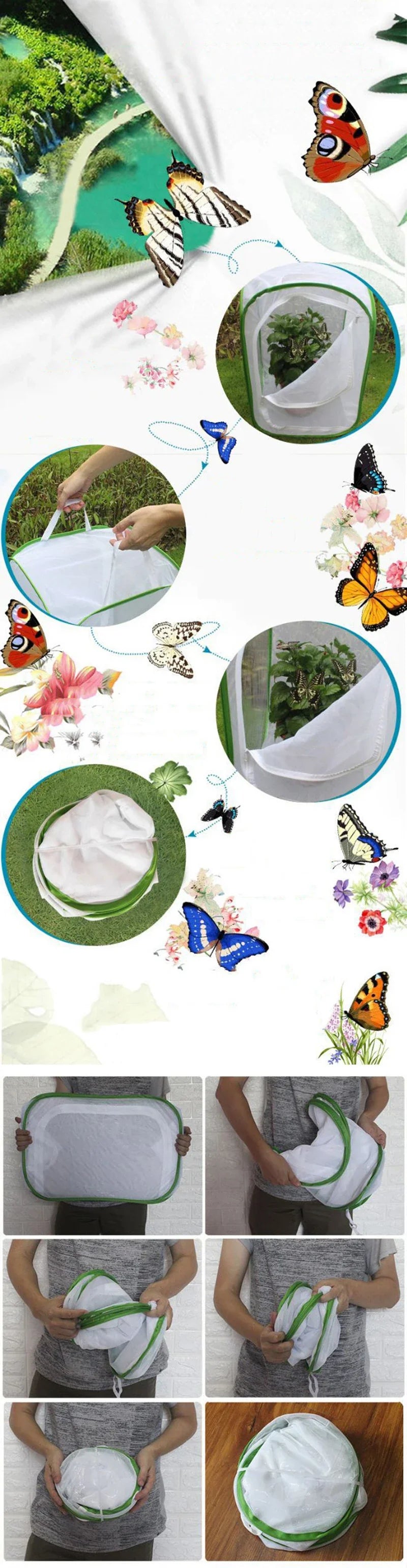 BowLift | Viventra Folding Insect Habitat | Breeding & Observation Net | Stainless Steel Frame | For Butterflies, Crickets & Silkworms