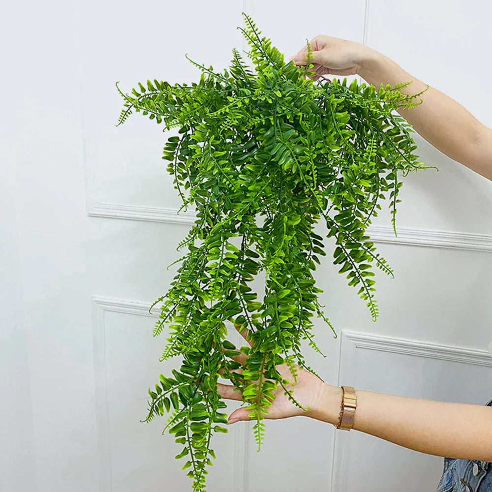 BowLift | Evergriva Hanging Plant Artificial | 90 cm Boston Fern Look | Easy Care & UV Resistant | For Indoor & Outdoor