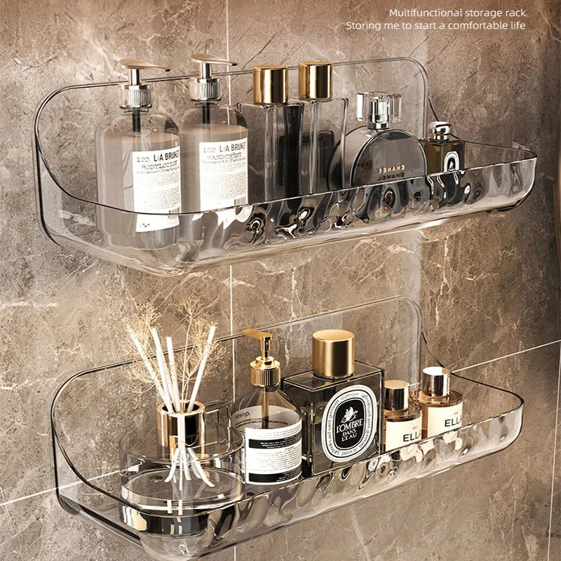 BowLift | Acrylix Pro | Acrylic Bathroom Shelf Without Drilling | Wall Mounted Shower Shelf | Cosmetic & Shampoo Holder | Transparent | 12×9×8 cm / 24×9×8 cm
