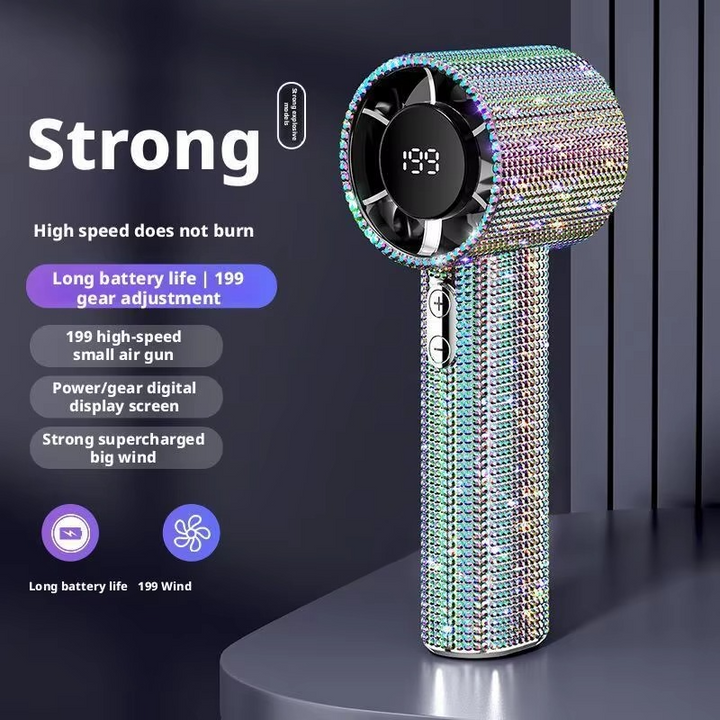 BowLift | Diamond-Embellished Portable Fan with 199 Speed Settings and Type-C Recharge