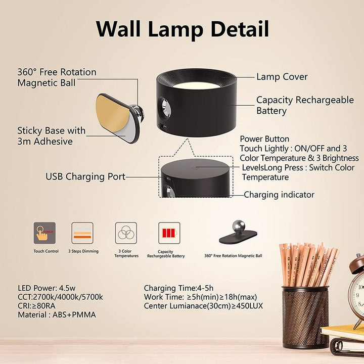 BowLift | Eco Glow Rechargeable Wall Lamp