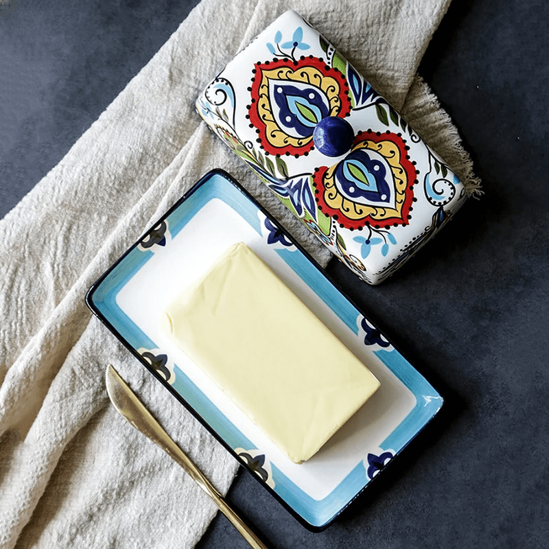 BowLift | Hand-painted butter board with floral pattern