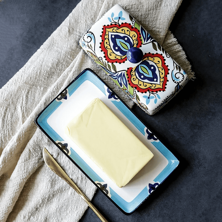BowLift | Hand-painted butter board with floral pattern