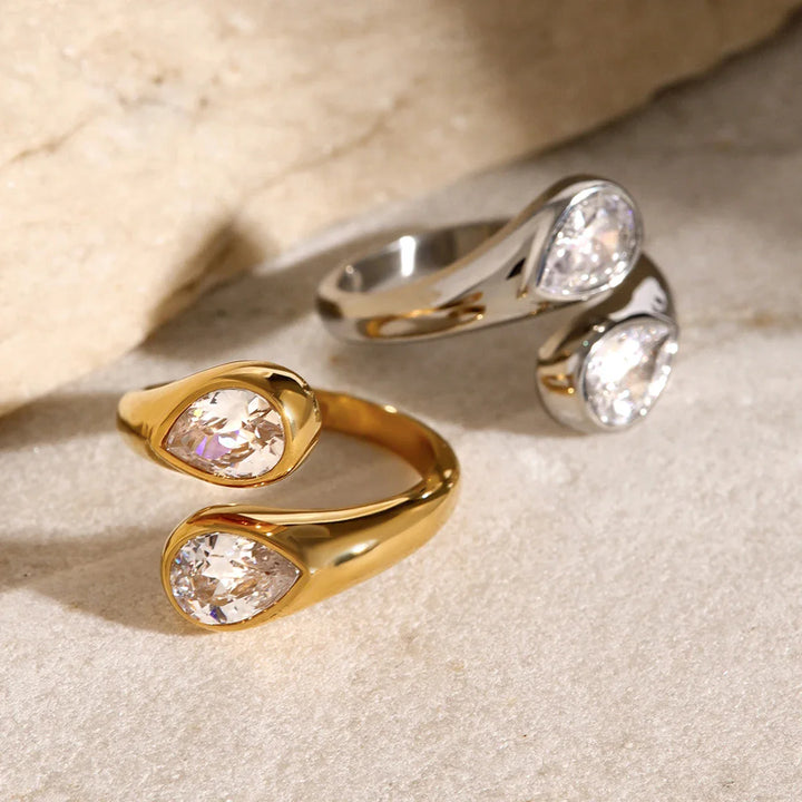 BowLift | Teardrop Diamond Accented Wrap Ring