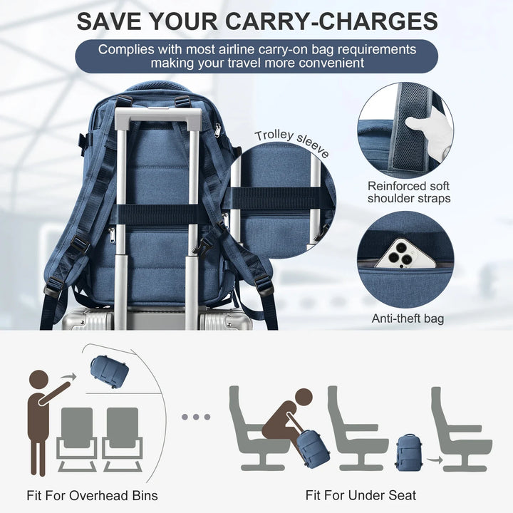 BowLift | Travel Backpack Travomate | Waterproof & Versatile | 15.6" Laptop Compartment | Large Capacity with Wet-Dry Separation
