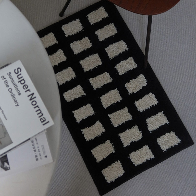 Black & White Grid Rug | Bowlift