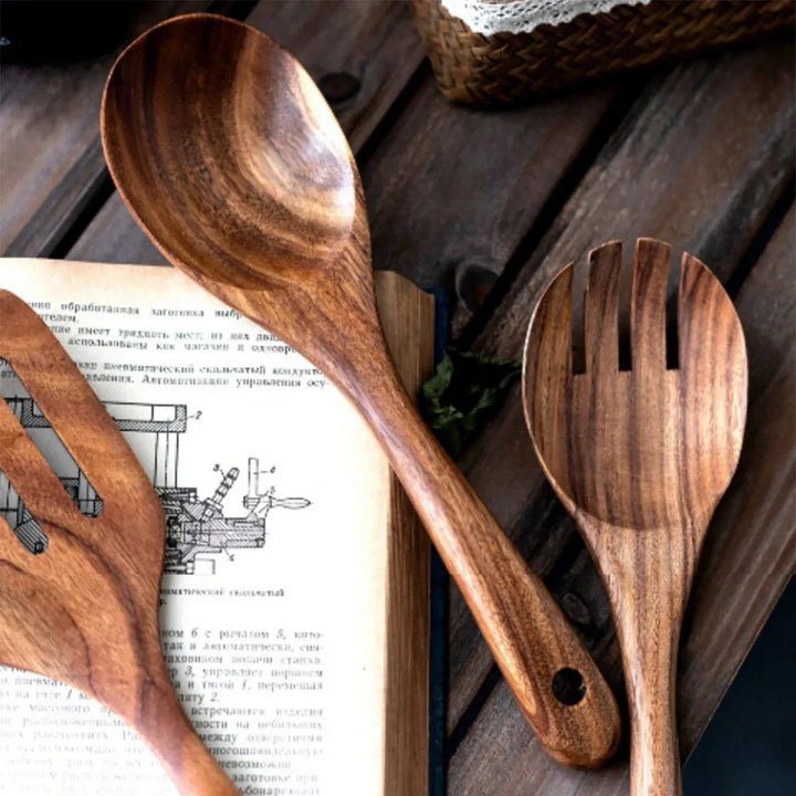 EcoWood – Luxurious cookware set made of wood with storage bucket Bowlift