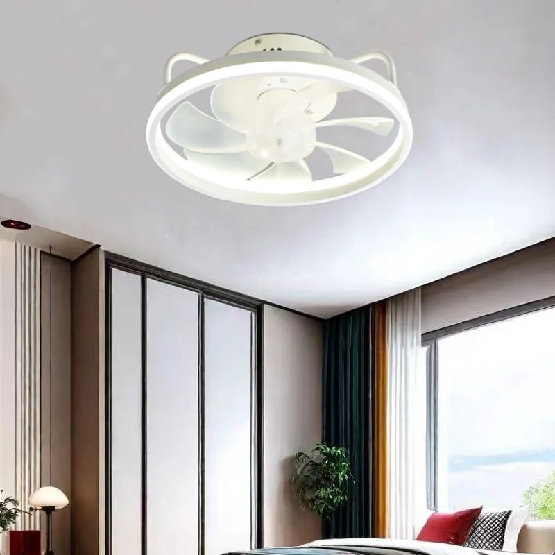 Modern LED Ceiling Fan Light with DC Motor - 6 Speed, Timer, Low Floor Attic Fan, Remote Control Decorative Light | Bowlift