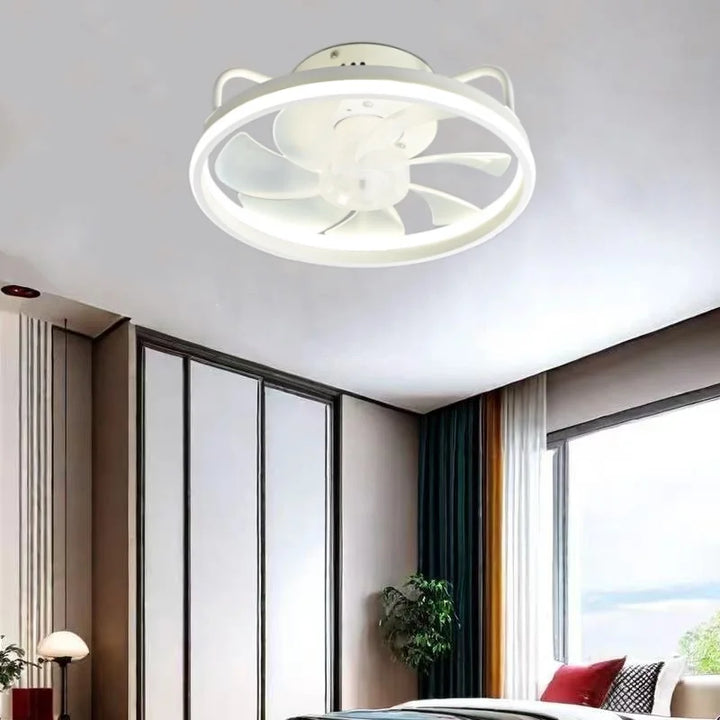 Modern LED Ceiling Fan Light with DC Motor - 6 Speed, Timer, Low Floor Attic Fan, Remote Control Decorative Light | Bowlift