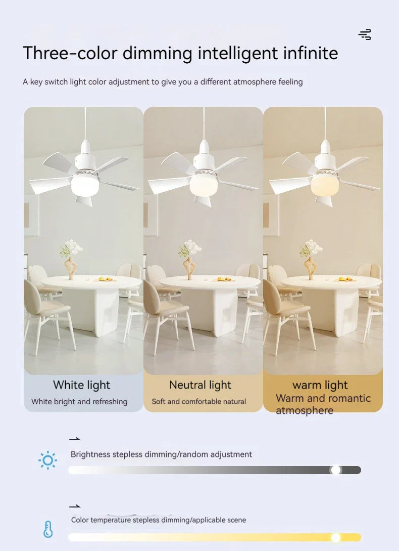 30W E27 Ceiling Fan Light with Remote - LED Dimming Function, Intelligent Silent Fan for Bedroom & Living Room | Bowlift