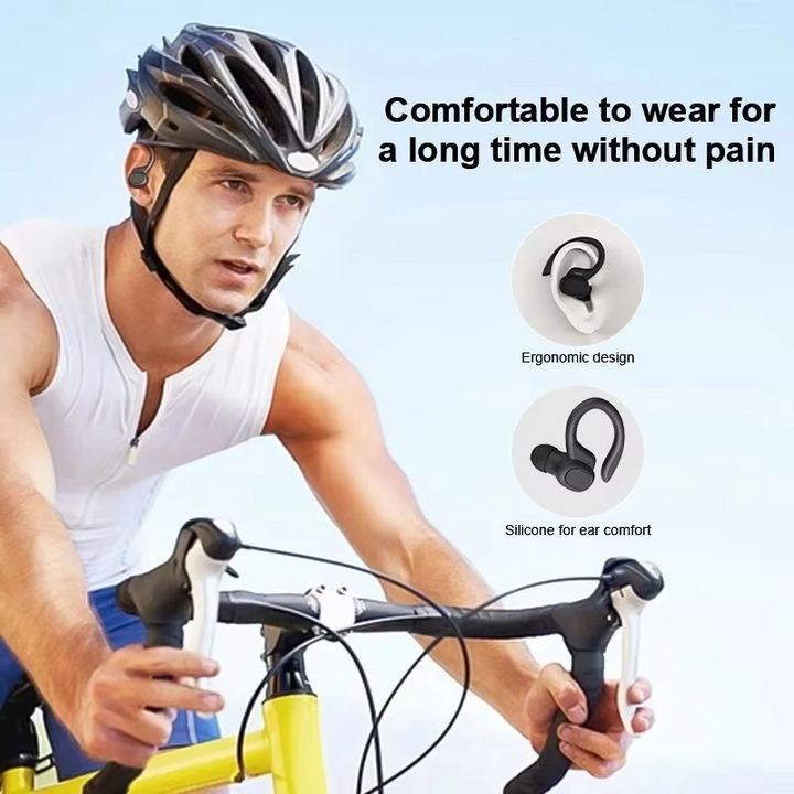 BowLift | SP16 True Wireless Earbuds with Ear Hooks, Waterproof Sports Headphones with Mic and HiFi Stereo Sound